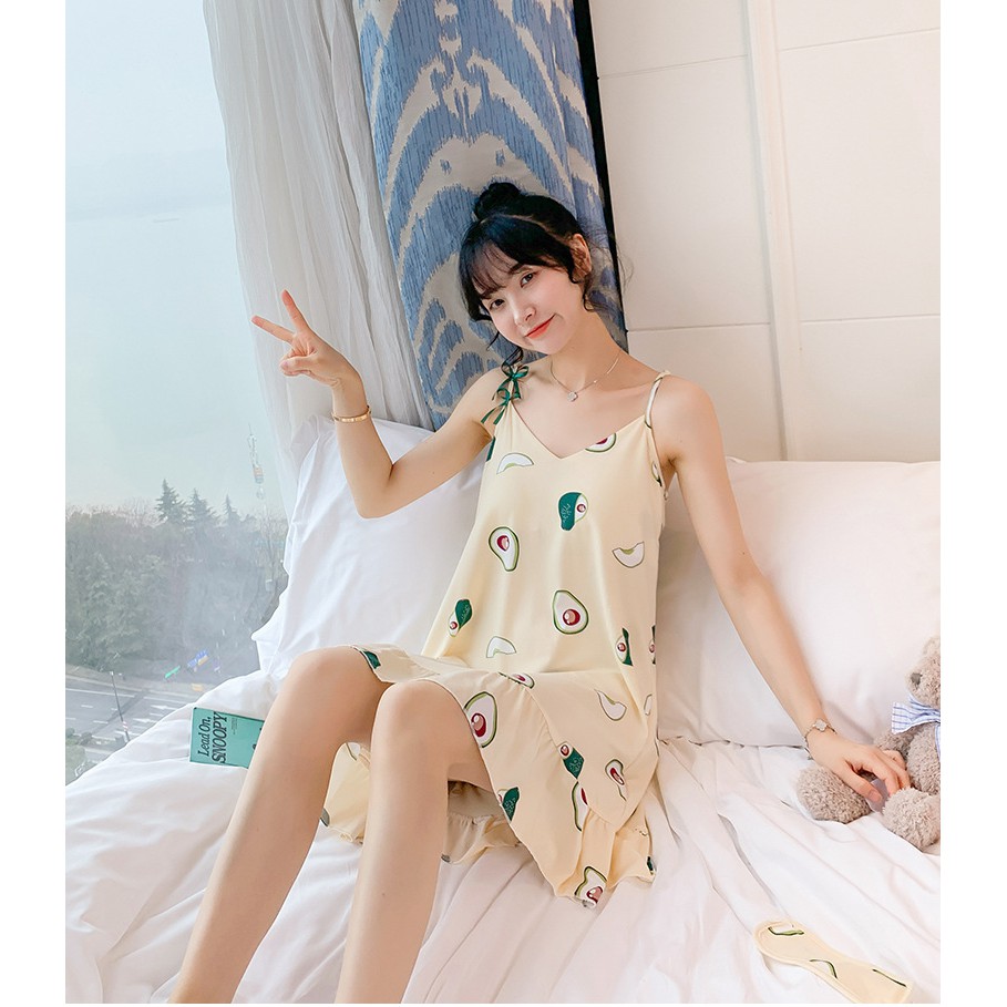 Váy Ngủ Nữ Siêu Xinh Xắn - Đồ Ngủ Mặc Nhà Có Miếng Đệm Mềm Mịn Gợi Cảm VN04 - Tặng Ngay Bịt Mắt Ngủ Cùng Kiểu | BigBuy360 - bigbuy360.vn