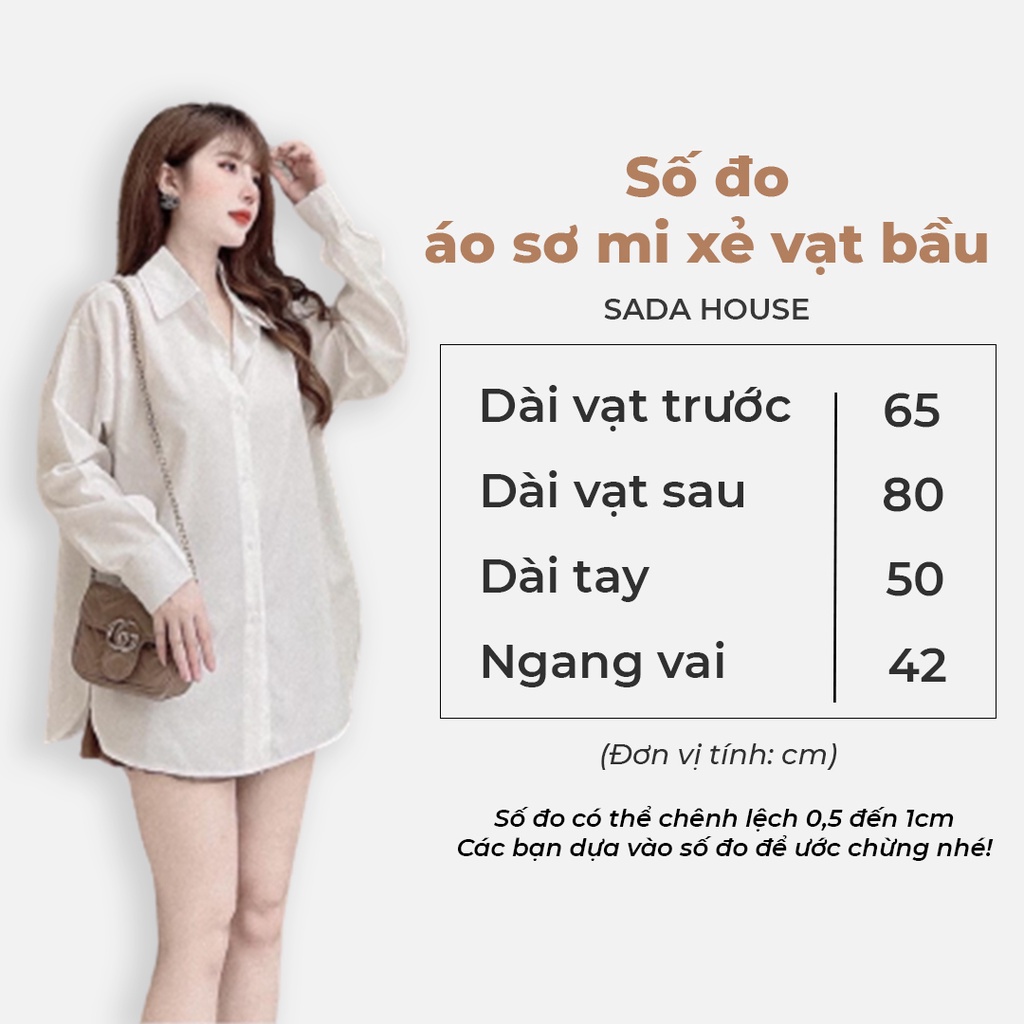 Áo Sơ Mi Trắng Nữ Form Rộng Xẻ Vạt Bầu SADA House Mã 090 | BigBuy360 - bigbuy360.vn