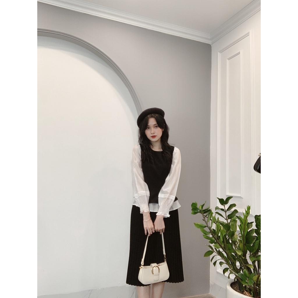 Áo Sơ Mi Peplum Cổ Tròn Tay Bo Chun -Thời Trang Min House
