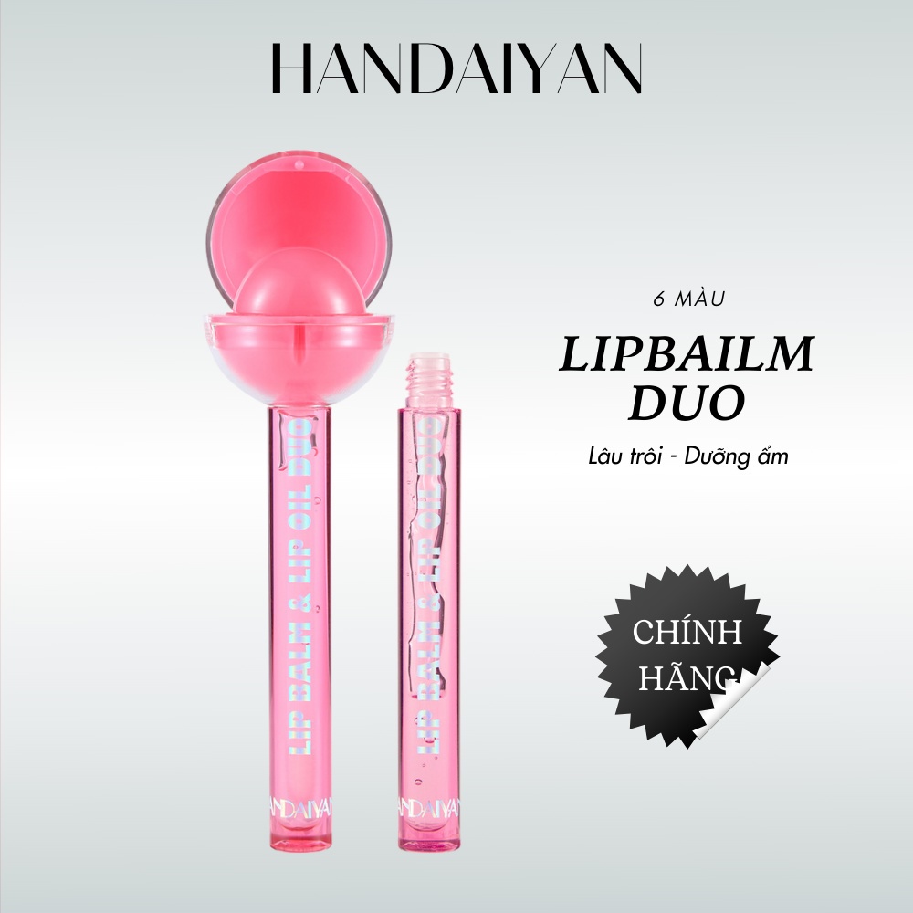 Son Dưỡng Có Màu Thiết Kế Hình Kẹo Mút HANDIAYAN Lollipop Lip Balm & Lip Oil Duo Dưỡng Ẩm Bền Màu Nội Địa Trung  E15
