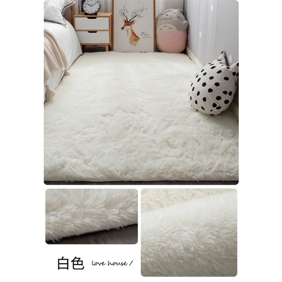 Thảm lông trải sàn màu trắng 1m6 x 2m , 80cm x 2m , 50cm x 1m6 lông dày mịn trải phòng ngủ , phòng khách ,chân giương