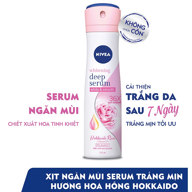 Xịt Khử Mùi Nivea Whitening Deep Hokkaido Rose 150ml