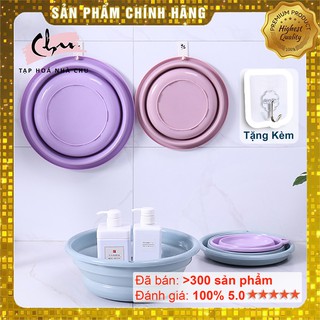 THAU CHẬU NHỰA GẤP GỌN SILICONE 1 MÀU – 3 SIZE LỚN/VỪA/NHỎ - TẶNG KÈM MÓC TREO