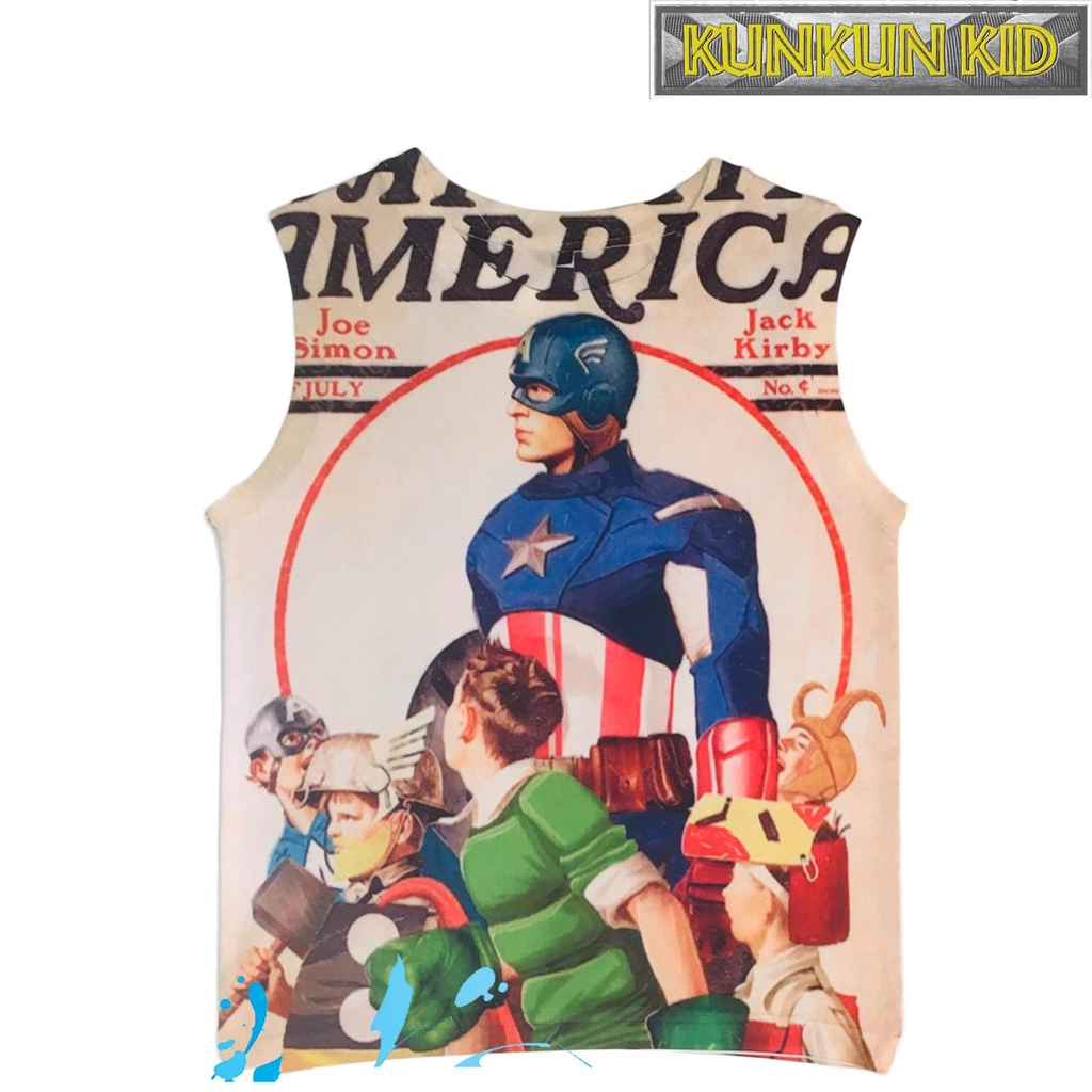 Set quần áo bé trai thun lạnh in hình siêu anh hùng captain america KUNKUN KID BL132