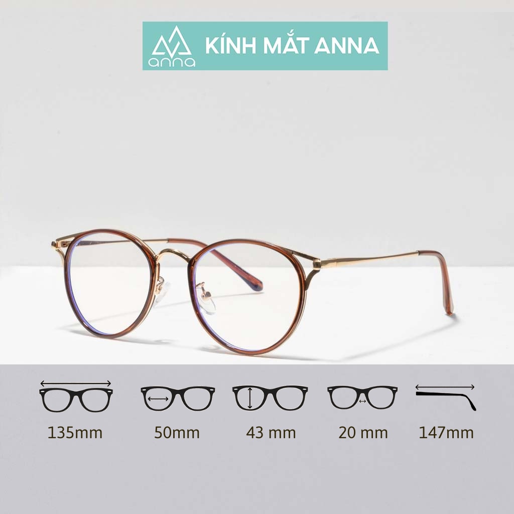 Gọng kính mắt thời trang nam nữ ANNA dáng mắt mèo chất liệu kim loại - 300HQ017