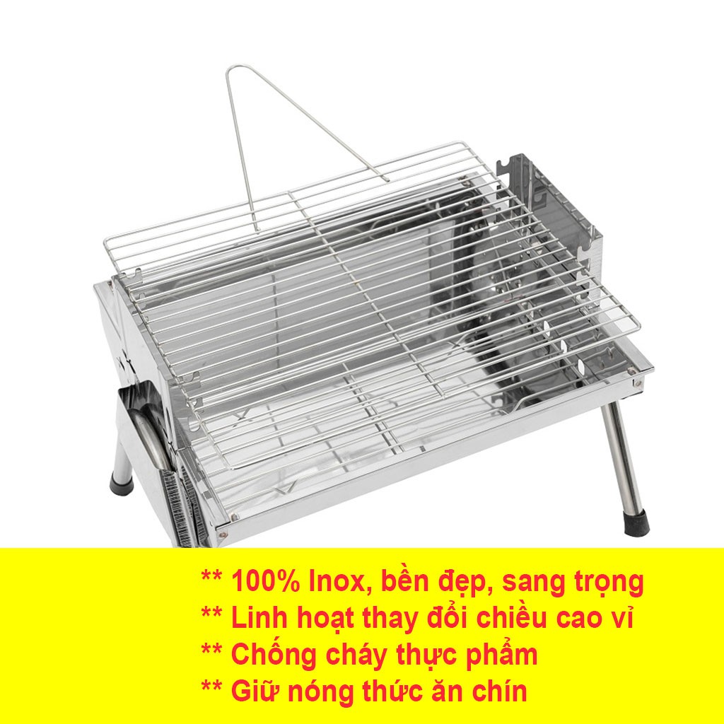 Bếp nướng than hoa TopV VCS thay đổi chiều cao vỉ inox,bếp nướng không khói,bếp nướng ngoài trời,bếp nướng than hoa vuôn