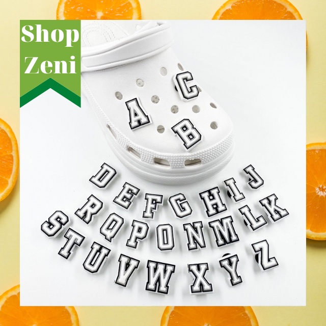 Phụ Kiện Jibbitz, Sticker, Charm Chữ Cái A-Z Gắn Trang Trí Giày Dép Crocs, Cross, Dép Sục Làm Quà Tặng Cho Bé