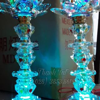 Bộ Đèn Thờ Sen Pha Lê Mà:0443