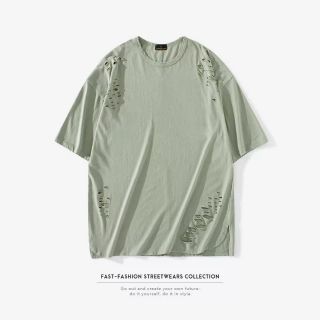 Áo thun trơn unisex rách cá tính