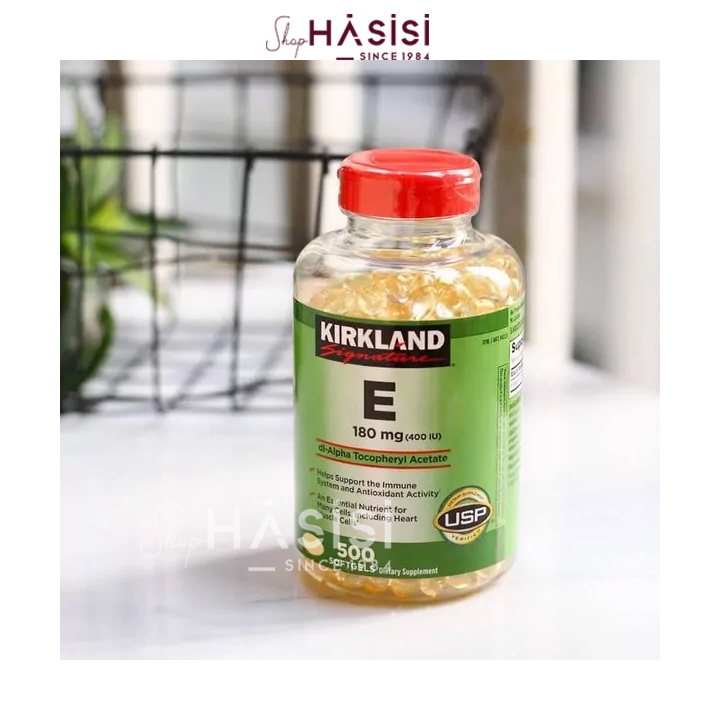 Viên Uống Bổ Sung Vitamin E KIRKLAND - Vitamin E 180mg 400IU (500 Softgels - 1 Viên/Ngày)