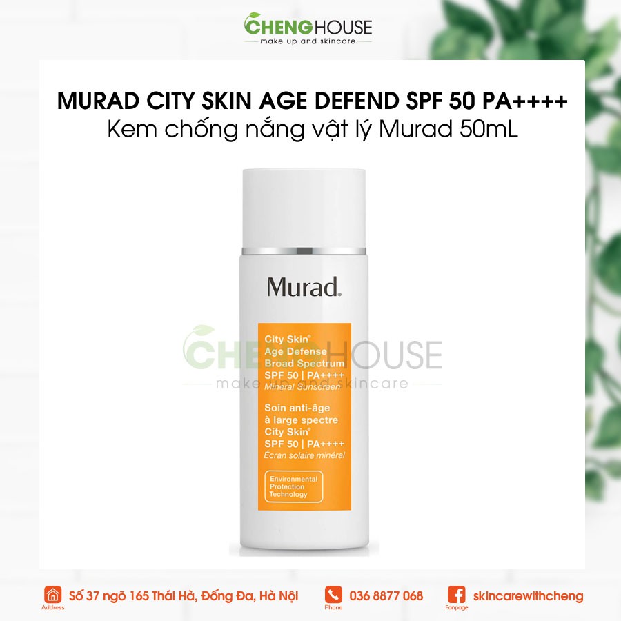 [MURAD NHẬP KHẨU] Kem chống nắng vật lý City Skin Age Defend Broad Spectrum SPF50 PA++++