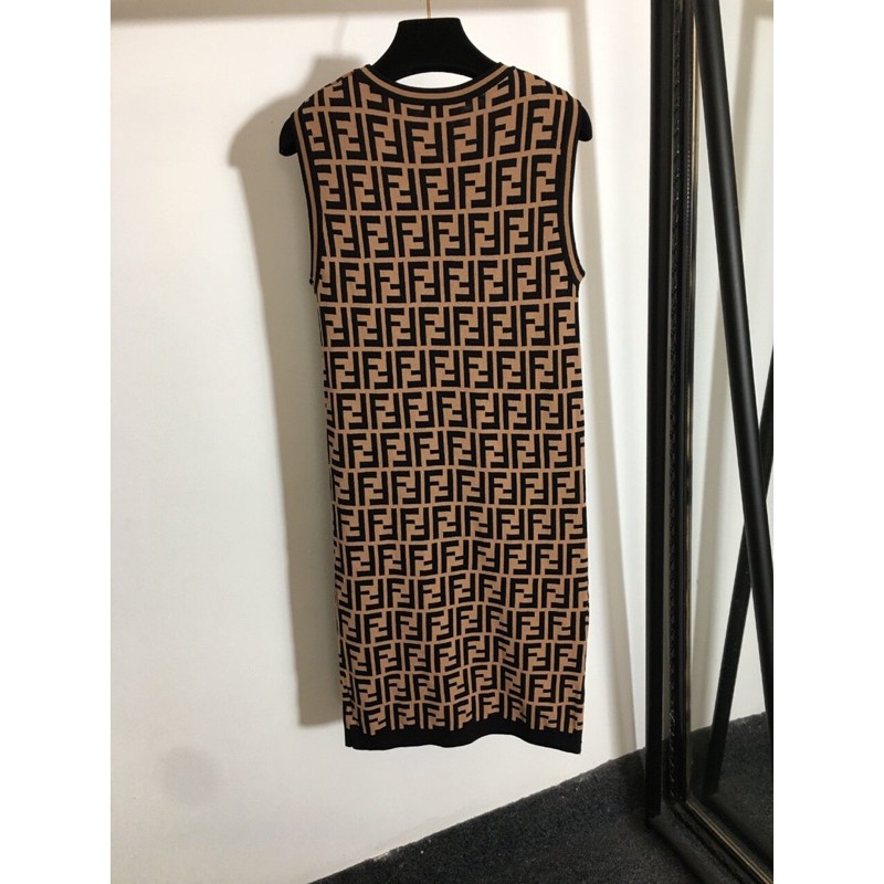 váy dệt kim không tay in chữ F đôi mới fendi FD