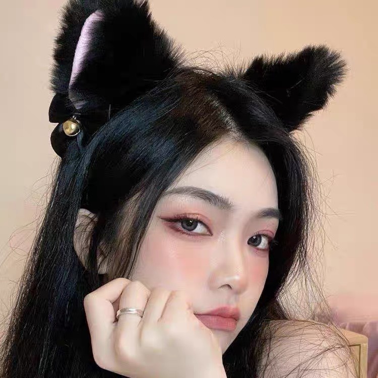 Băng đô cài tóc dễ thương phối tai gấu chuông dễ thương bờm tóc nữ phong cách Hàn Quốc