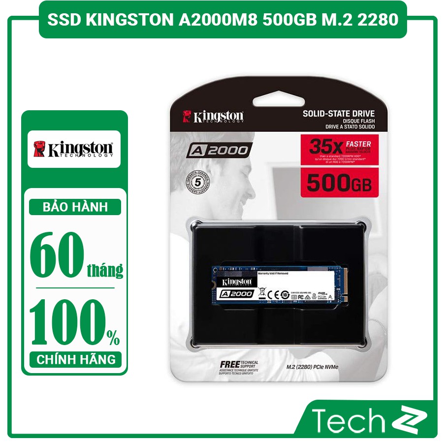 Ổ cứng SSD Kingston A2000M8 500GB M.2 2280 PCIe NVMe Gen 3x4 (Đọc 2200MB/s - Ghi 1500MB/s)