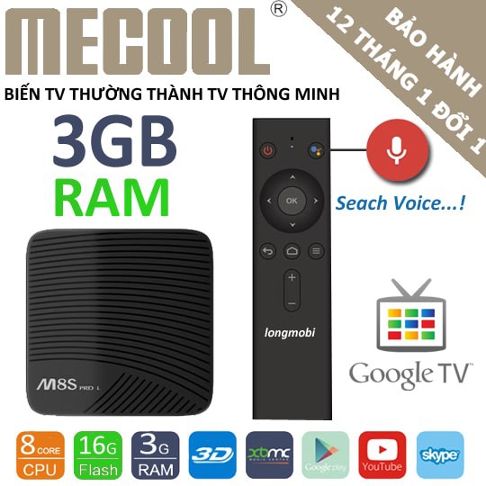 MECOOL M8S PRO L - CHIP 8X RAM 3GB, ANDROID 7.1.2 SEACHVOICE - MODEL 2018