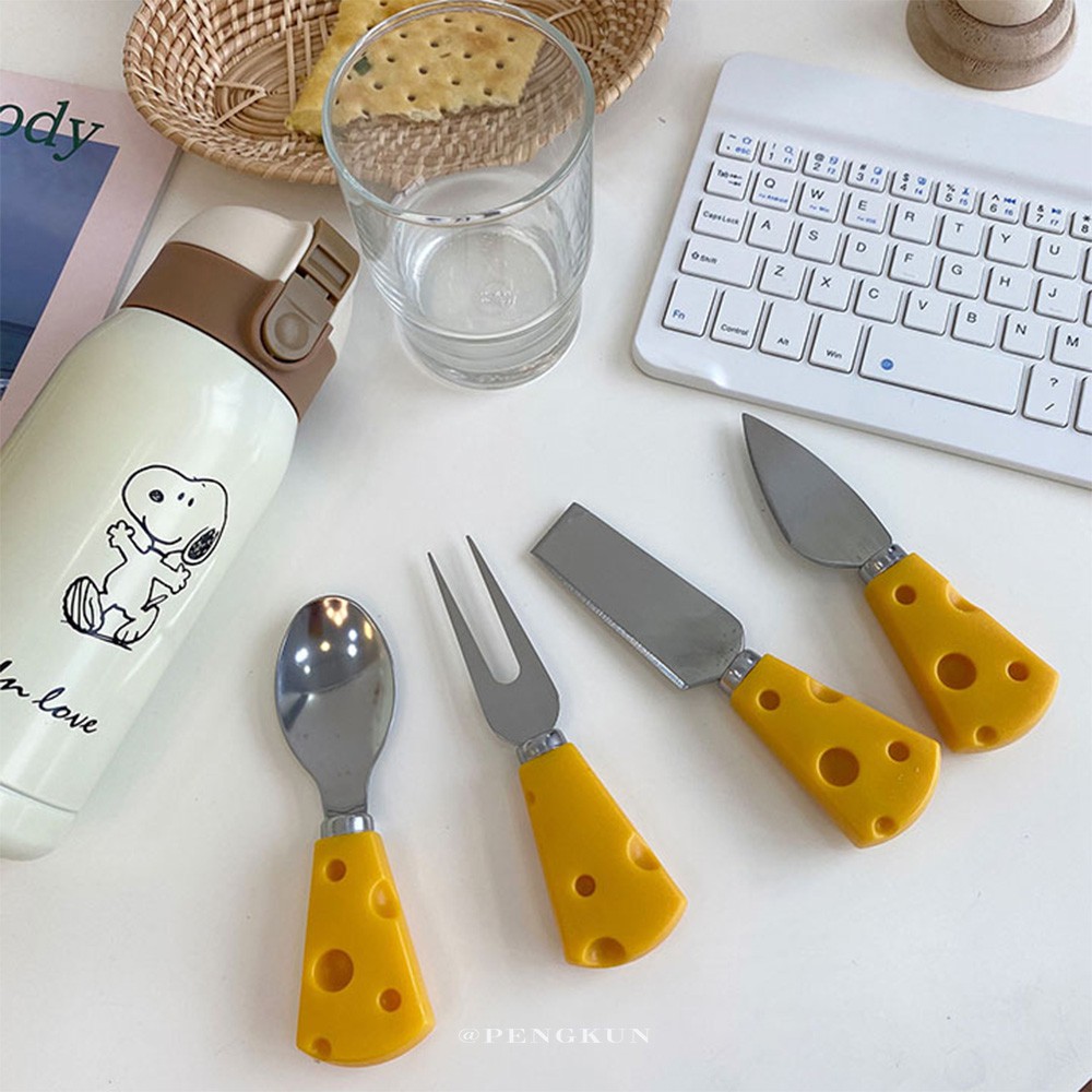 Dụng Cụ Ăn Bằng Thép Không Gỉ Thiết Kế Hình Phô Mai Độc Đáo Tùy Chọn