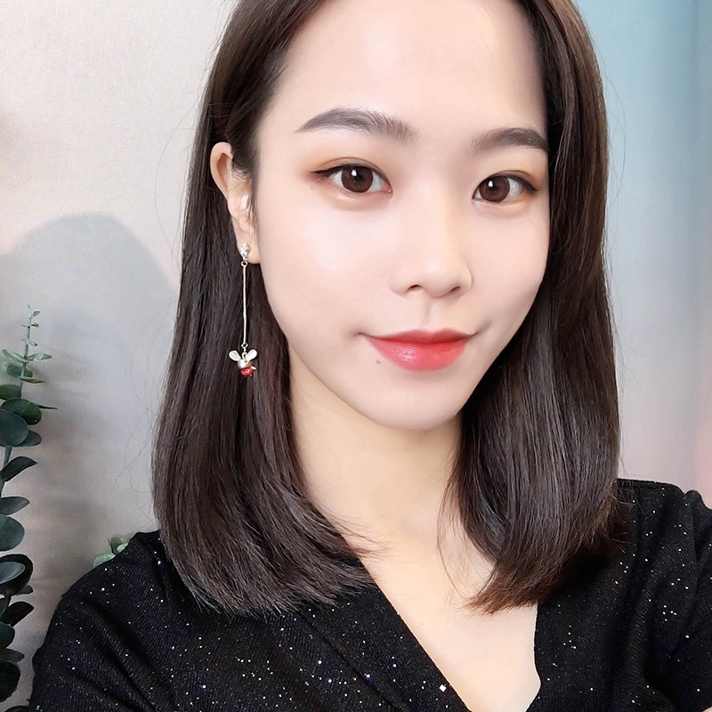 XiaoboACC Khuyên Tai / Vòng Cổ Mặt Dây Hình Chuột Gắn Đá Giả Phong Cách Thời Trang Hàn Quốc