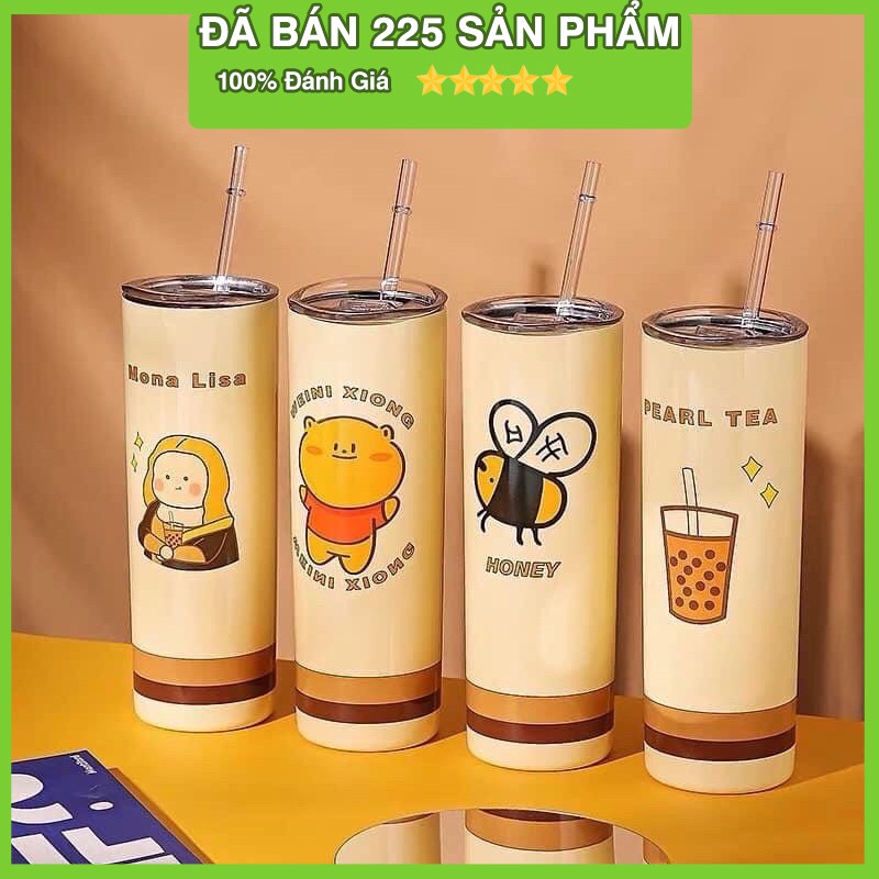 Bình giữ nhiệt cao cấp inox hình con ong có ổng hút giá rẻ 650ml -GD259