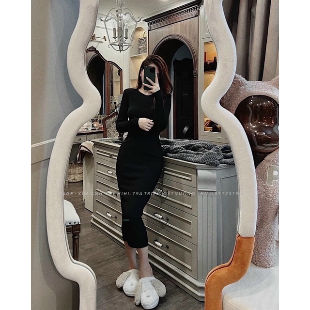 Váy Len Tăm Body  Dài Tay