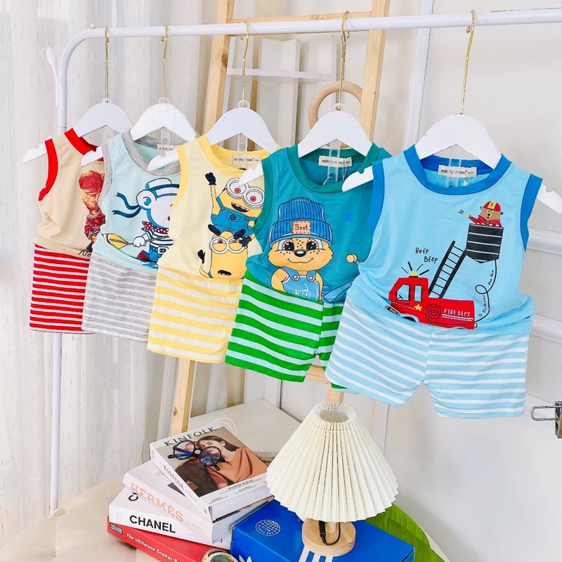 Bộ ba lỗ vải loại 1 Minky Mom cho bé