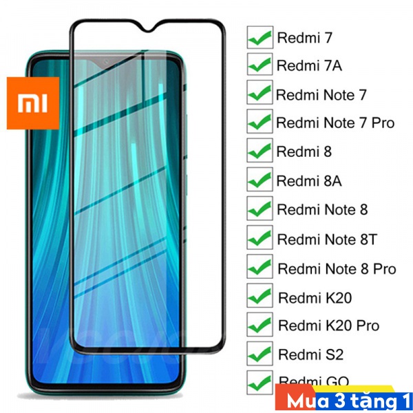 Kính cường lực toàn màn hình Xiaomi Redmi Note 7 8 9 10 11 8A 8T 9S 9A 9i 10T 11T 10S K20 K30 K40 K30S Prime Pro Ultra Sport Lite Plus Max 4G 5G