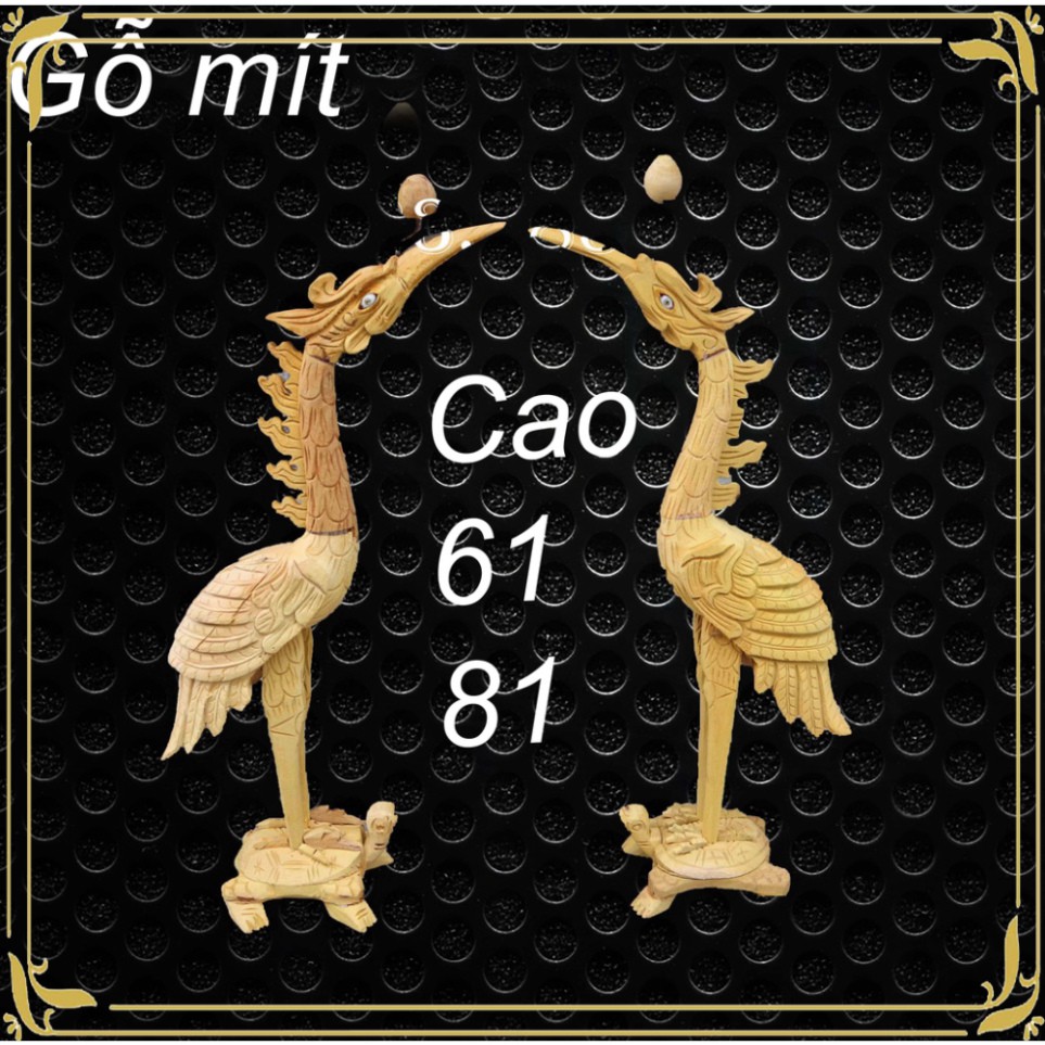 Hạc thờ gia tiên- Hạc Mào Sen gỗ mít cao 61 và 81