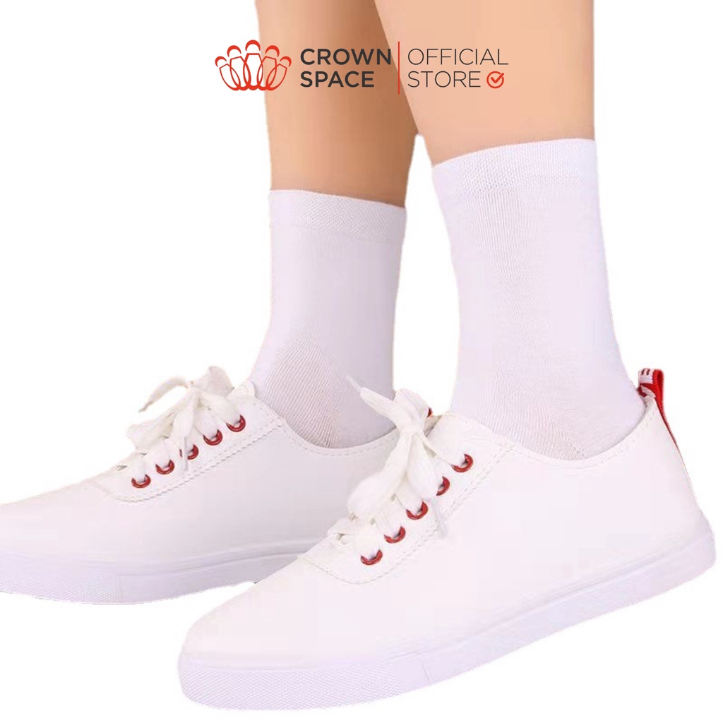 Tất Trắng Cao Cấp Crown Space Cho Bé Trai Bé Gái Đi Học PKT21630 – Cotton Len, Thoáng Khí – Kết hợp với Giày Shool Shoes