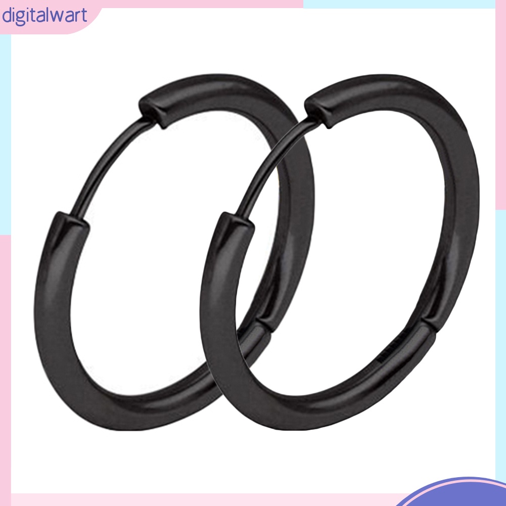 Cặp khuyên tai tròn thép không gỉ đơn giản cá tính dành cho nam và nữ