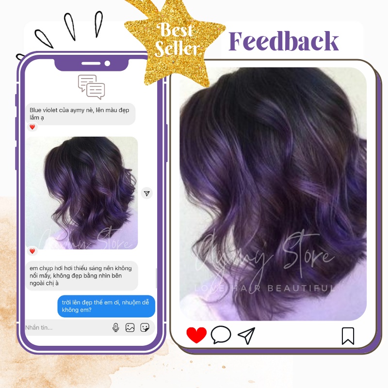 Thuốc Nhuộm Tóc XANH TÍM - Blue Violet không tẩy chính hãng AYMY