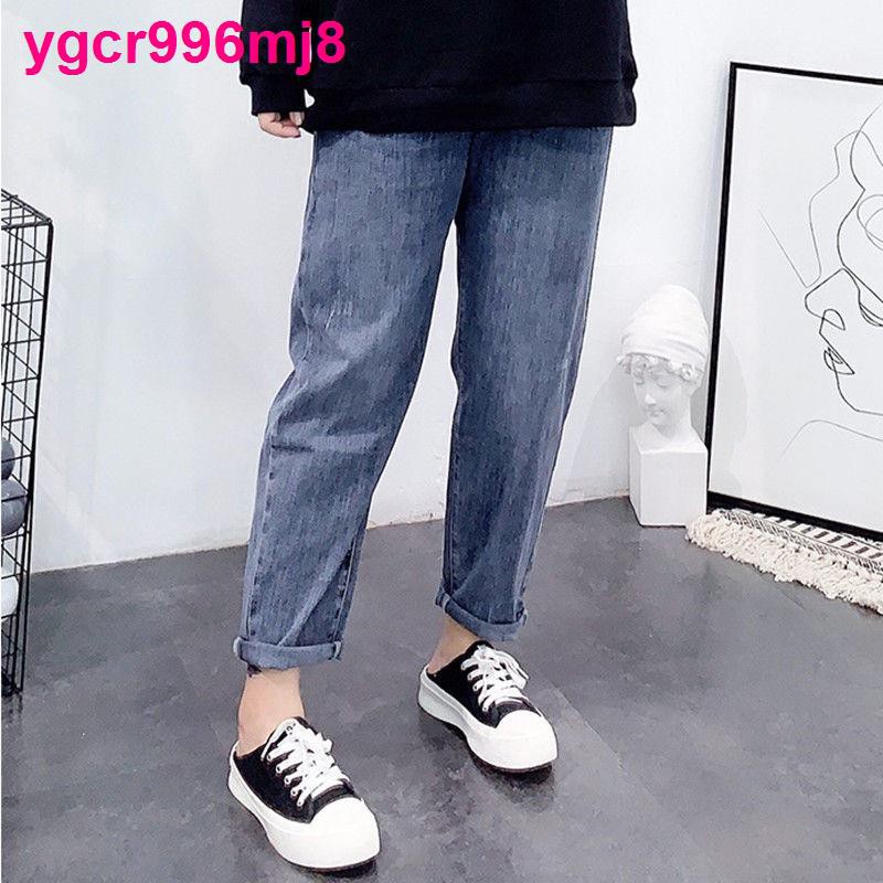 In the spring of 2021 new big yards fat younger sister high waist jeans female straight loose show thin torre wide-legg