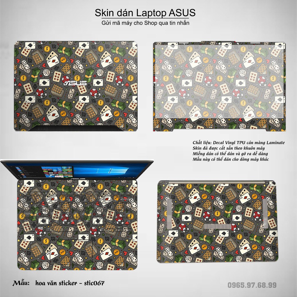 Skin dán Laptop Asus in hình Hoa văn sticker nhiều mẫu 11 (inbox mã máy cho Shop)