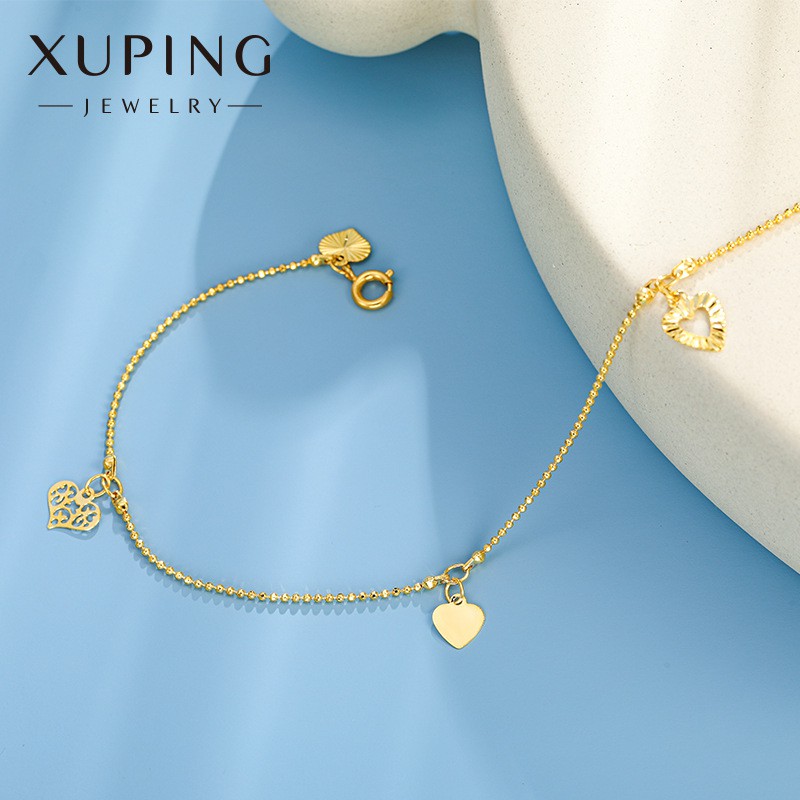 Lắc Chân Nữ Mạ Vàng 24K, Thiết Kế Họa Tiết Hình Hoa Trái Tim Trang Nhã - XPLC04