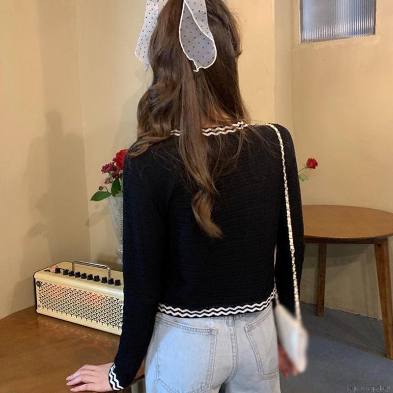 Áo cardigan tay ngắn cổ tròn kiểu dệt kim sành điệu cho nữ | BigBuy360 - bigbuy360.vn