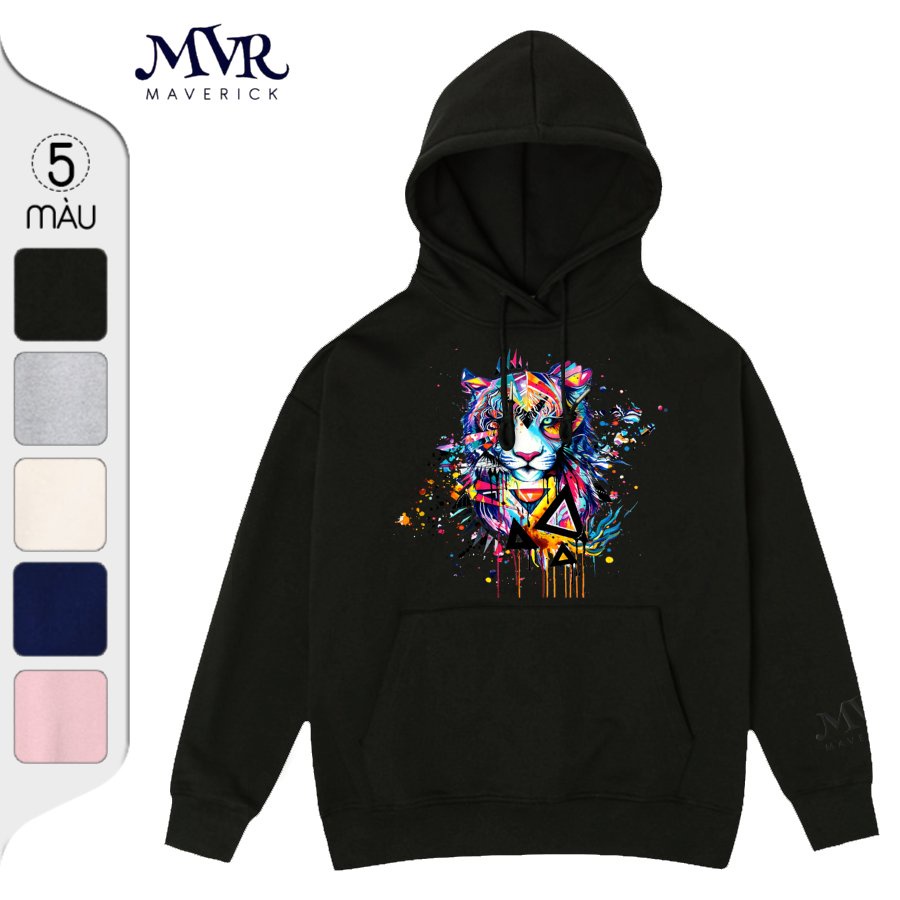 Áo Khoác Chui Đầu Form Rộng Hàn Quốc Hình Cọp Tiger Watercolor Art Chất Nỉ Da Cá Dày Dặn BB1342