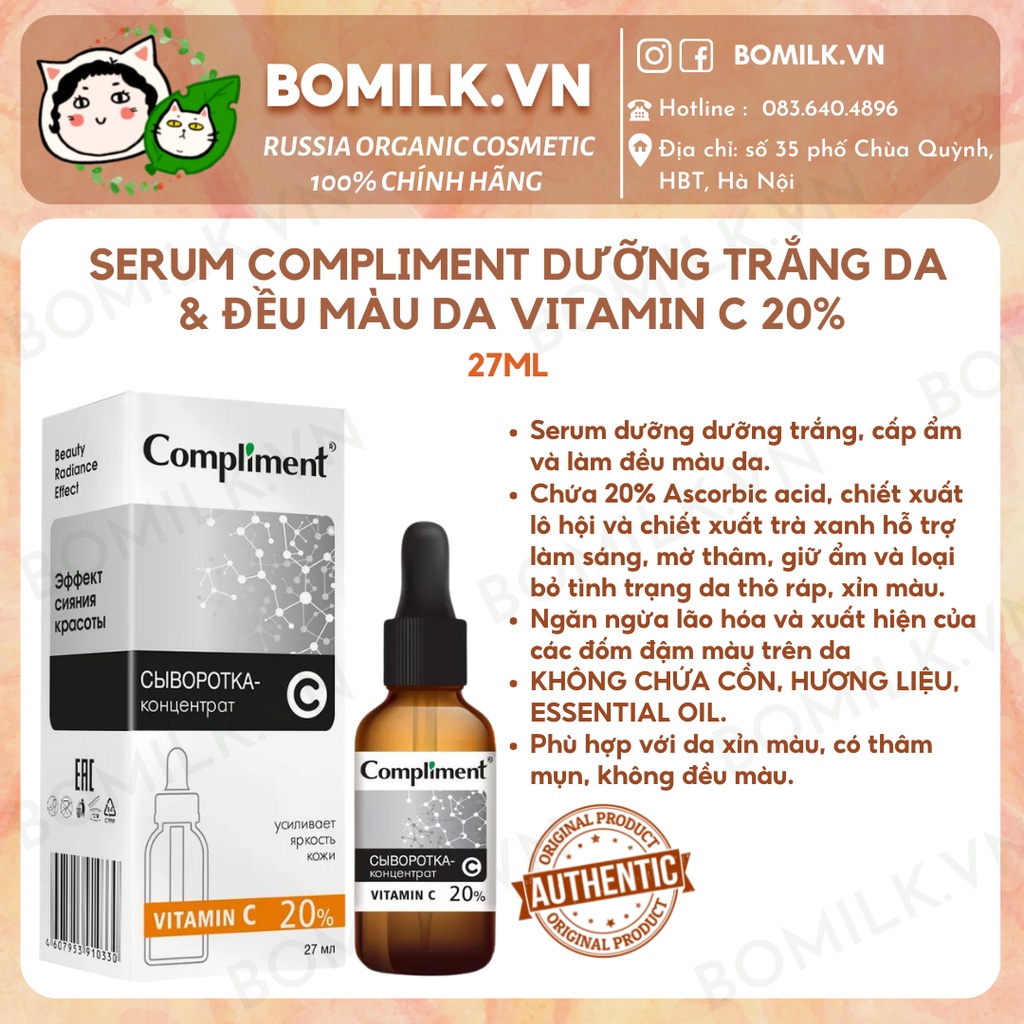 Serum Compliment sáng da, mờ thâm Vitamin C 20%