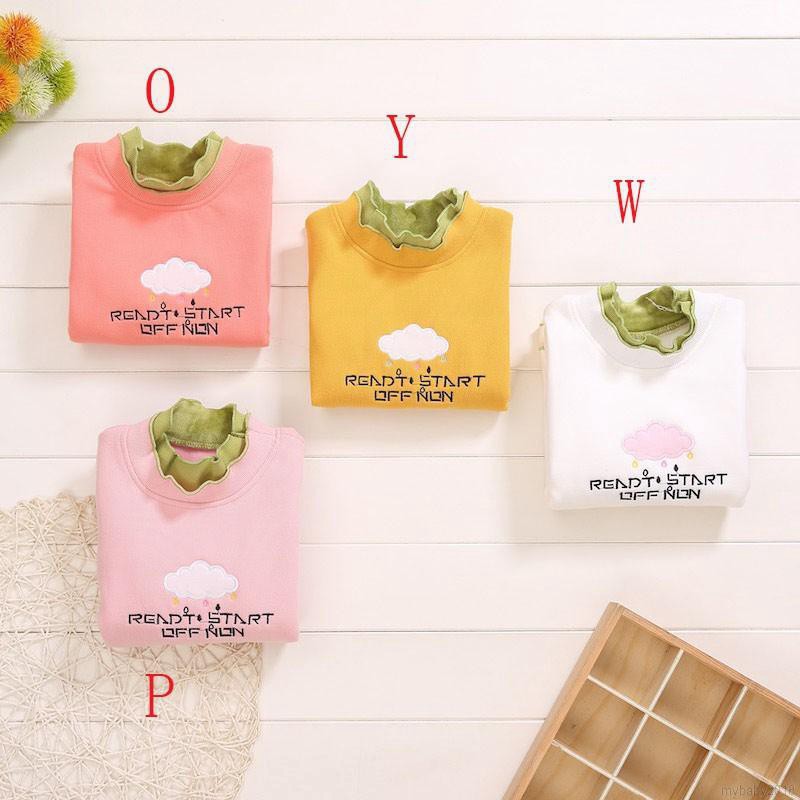 Áo Thun Bé Gái Tay Dài Cổ Tròn Chất Liệu Cotton