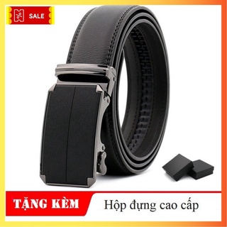 Thắt Lưng Nam Da Thật | Dây Nịt Nam Da Bò Mặt Khóa Tự Động Cao Cấp - Tặng Kèm Hộp | TL NHAM
