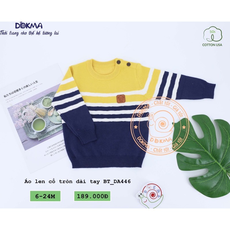 Áo len cổ tròn dài tay bé trai Dokma (Sz6-24m)