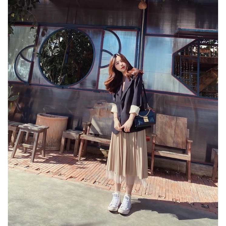Áo blazer nữ trơn 2 lớp phong cách Hàn Quốc