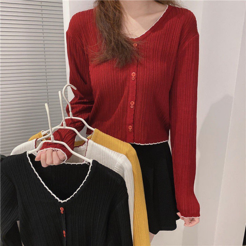 ÁO THUN TAY DÀI CỔ TIM FOM CROPTOP BODY KÈM NÚT (THUN COTTON TICI)