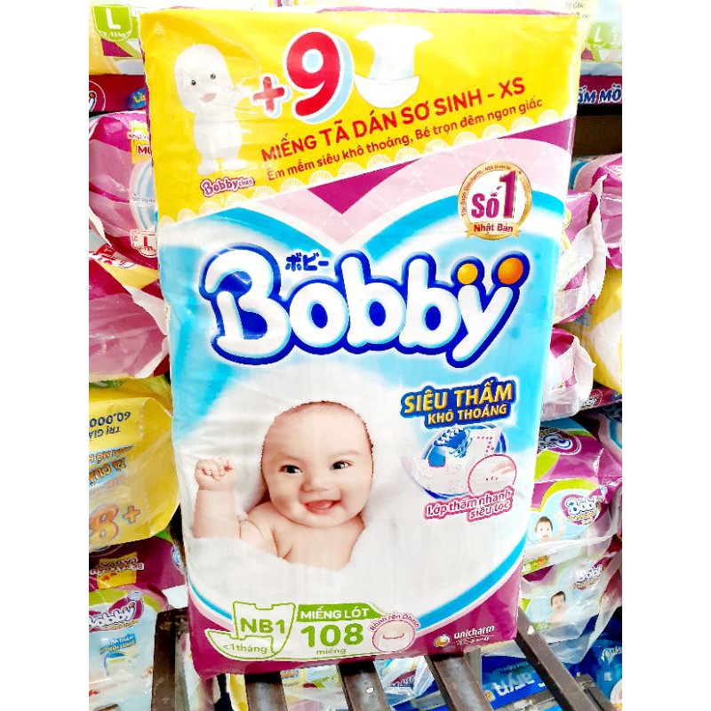 Miếng lót Bobby Newborn 1 108 miếng ( tặng 9 miếng xs sơ sinh)