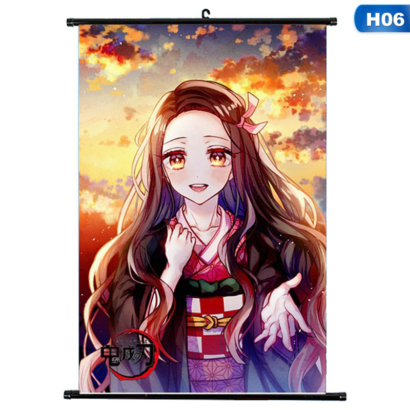 flowersqueen Tranh cuộn treo tường in họa tiết hoạt hình xinh xắn