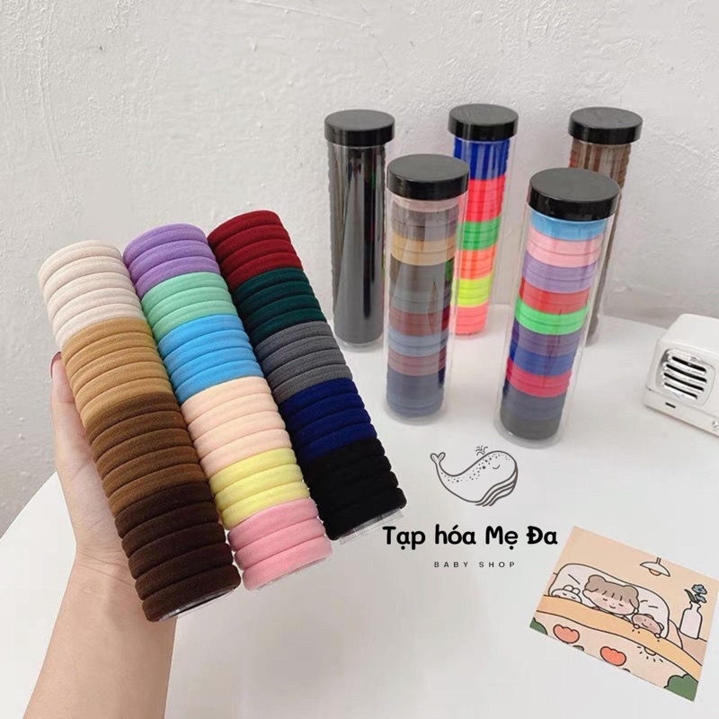 Hộp ống 20 dây thun cột tóc/chun buộc tóc loại 1 nhiều màu hot trend chuẩn xịn siêu co giãn sử dụng nhiều lần