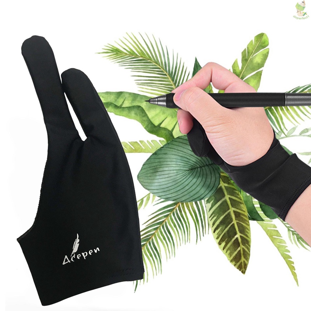 HUION Đen Găng Tay Vẽ Tranh Hai Ngón Chống Trầy Xước Tiện Dụng