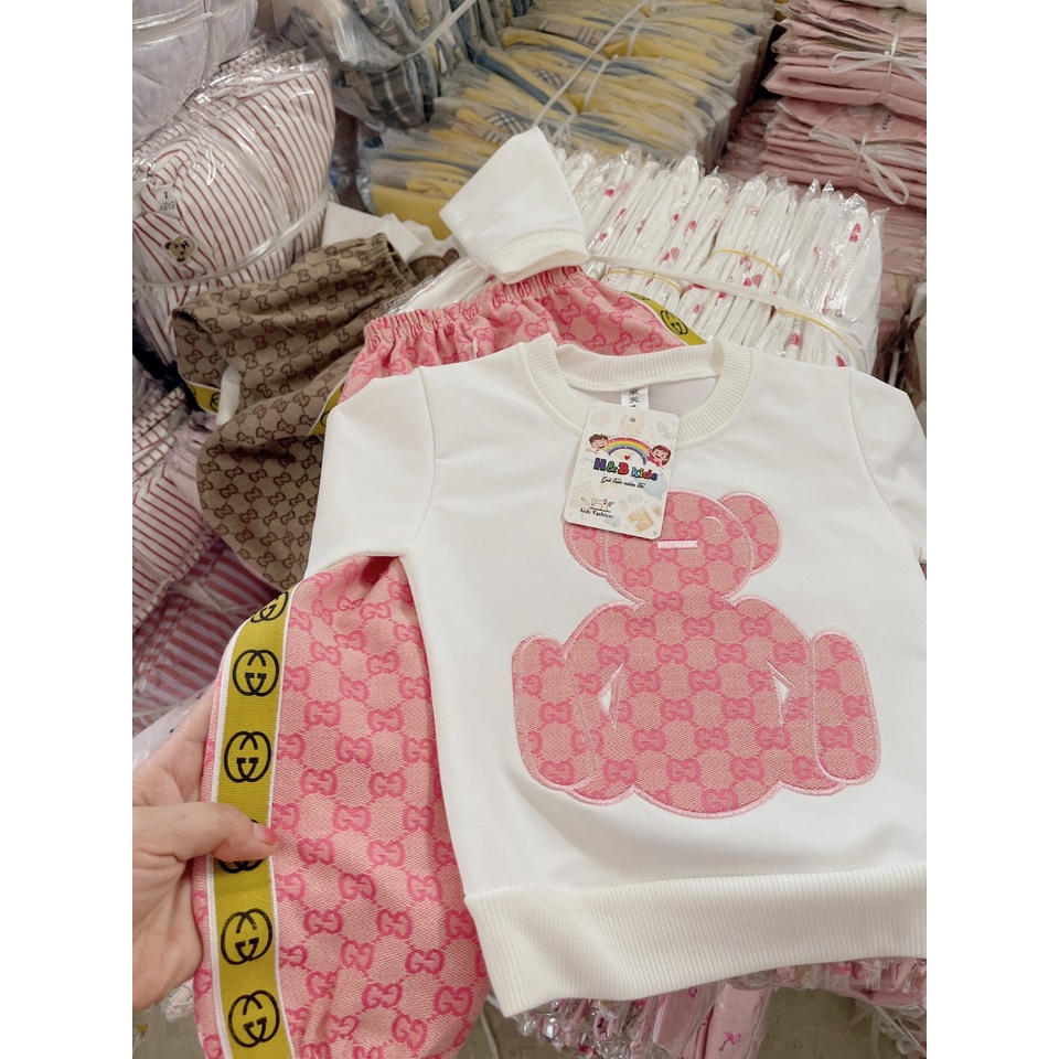 Bộ da cá hình gấu dành cho bé gái kèm ảnh và video thật size 8-20kg