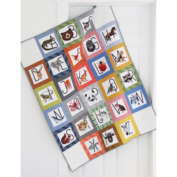 Vải Cotton Thô Hàn - Mẫu 24 chữ cái hình con thú  DIY