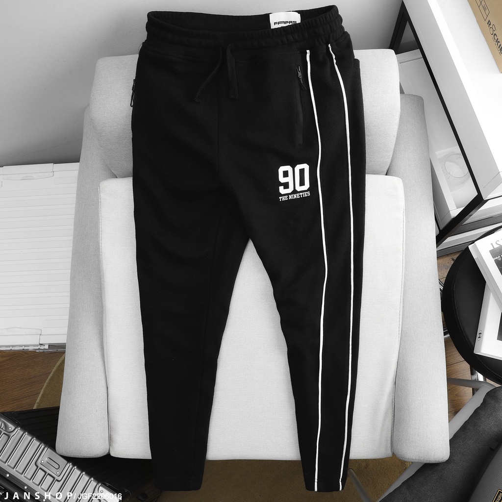 Jogger Ống Suông Ôm Thun Pique Mẫu Mới Với 2 Màu Đen Kem Rất Dễ Phối Đồ Điểm Nhấn Nằm Ở 2 Đường May Nổi Chạy Dọc Thân