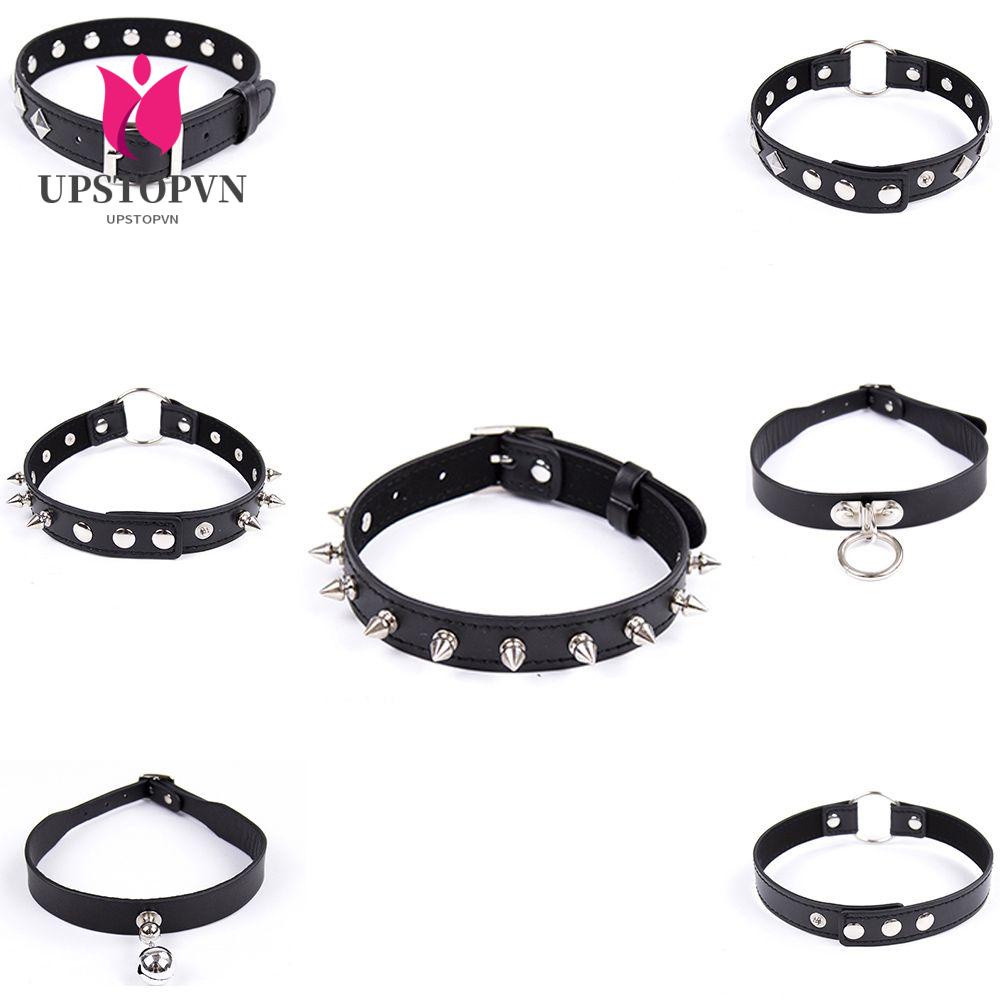 UPSTOP Punk Spiked Rivets Sexy Neck Sleeve Restraint Leather Collar Neck Chain