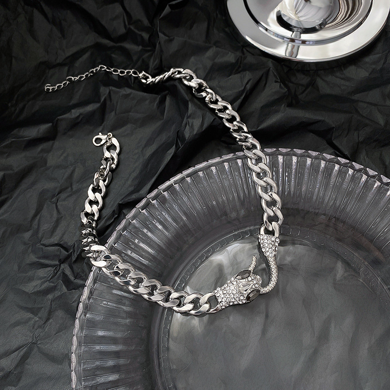 Dây chuyền 19950 mặt hình rắn đính kim cương thời trang hip hop đơn giản cá tính phong cách harajuku