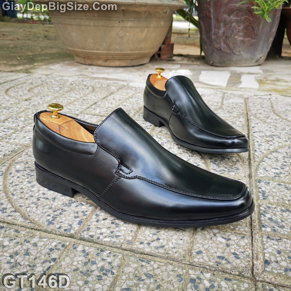 Giày da bò công sở, giày tây xỏ big size cỡ lớn EU:45 cho nam chân to. Large size men’s business shoes for big feet.